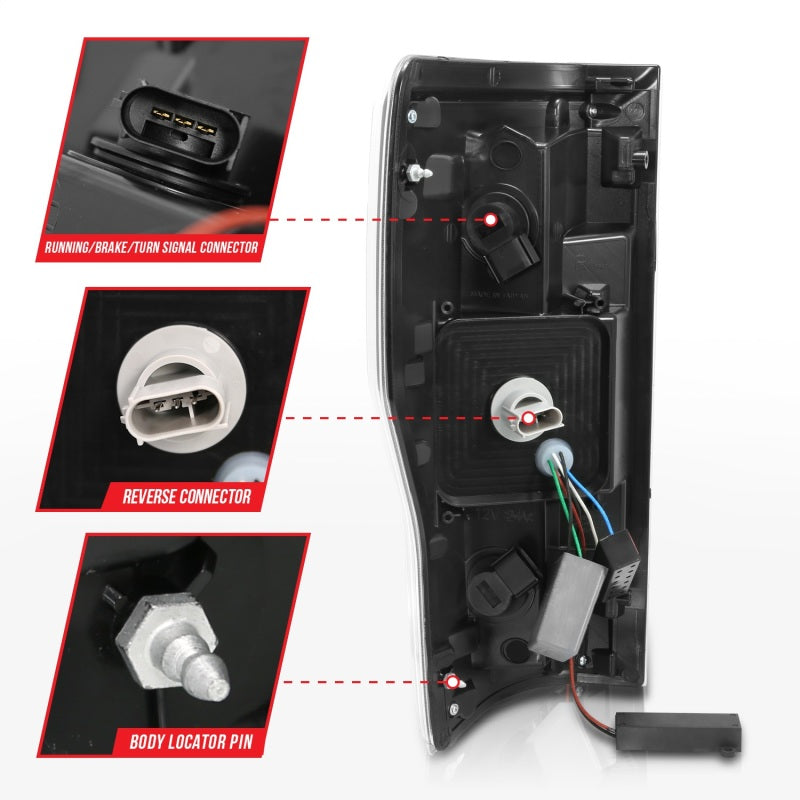 ANZO 2017+ Ford F-250 LED Taillights - Black/Smoke - Burkken Auto Parts