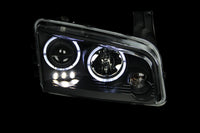 ANZO 2006-2010 Dodge Charger Projector Headlights w/ Halo Black - Burkken Auto Parts