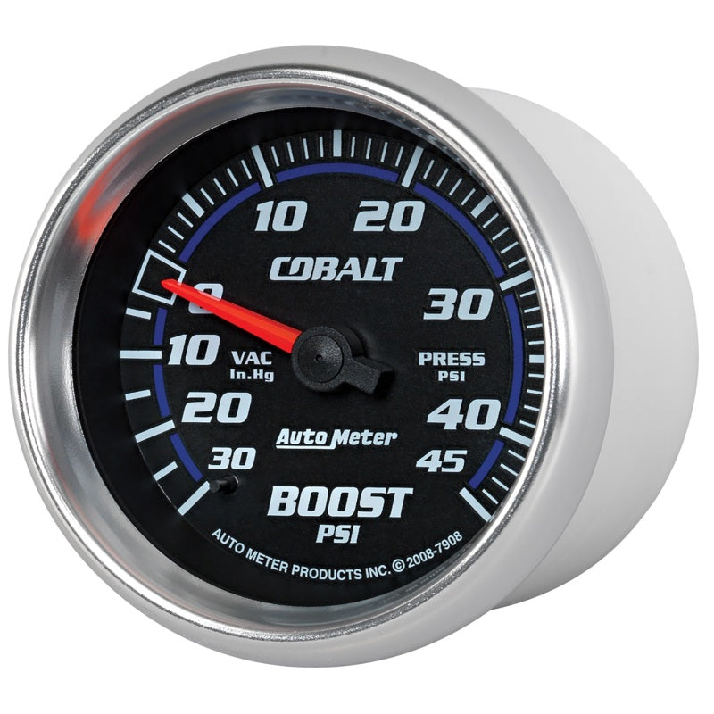 AutoMeter Gauge Vac/Boost 2-5/8in. 30Inhg-45PSI Mechanical Cobalt - Burkken Auto Parts