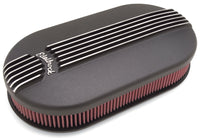 Edelbrock Air Cleaner Classic Series Oval Aluminum 17 5In X 9 35In X 4 45In Dual Carburetor Black - Burkken Auto Parts