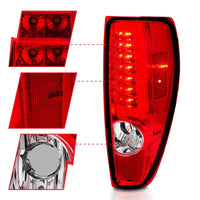 ANZO 2004-2012 Chevrolet Colorado/ GMC Canyon LED Tail Lights w/ Light Bar Chrome Housing Red/Clear - Burkken Auto Parts