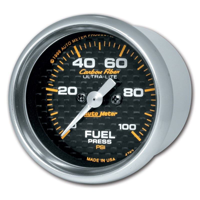 Autometer Carbon Fiber 52mm 100 PSI Electronic Fuel Pressure Gauge - Burkken Auto Parts