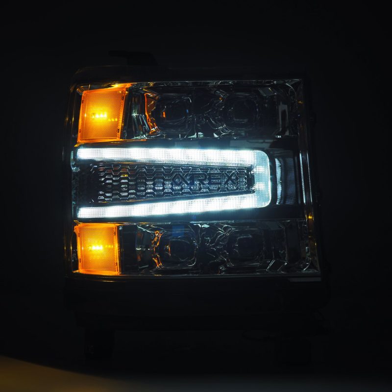 AlphaRex 16-18 Chevy 1500HD NOVA-Series LED Proj Headlights Chrm w/Actv Lgt/SeqSig & DRL(Req 810023) - Burkken Auto Parts