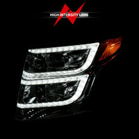ANZO 2015-2020 Chevy Tahoe Projector Headlights Plank Style Chrome w/DRL - Burkken Auto Parts