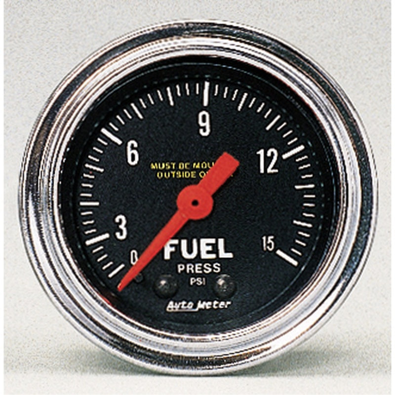 AutoMeter Gauge Fuel Pressure 2-1/16in. 15PSI Mechanical Traditional Chrome - Burkken Auto Parts