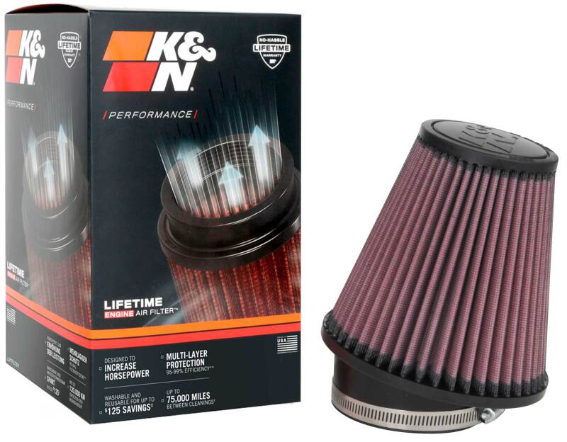 K&N Filter Universal Rubber Filter 3 1/2 inch 10 Degree Flange 5 3/4 inch OD 6 inch Height - Burkken Auto Parts