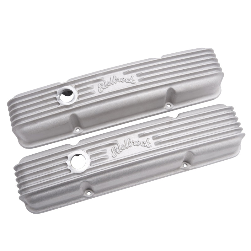 Edelbrock Valve Cover Classic Series Chevrolet 1959-1986 262-400 CI V8 w/ Breather Holes Satin - Burkken Auto Parts