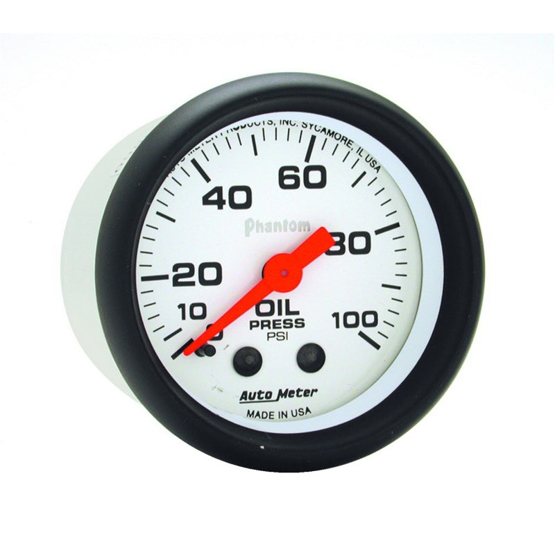 Autometer Phantom 52mm 0-100 PSI Mechanical Oil Pressure Gauge - Burkken Auto Parts