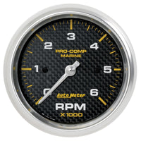 Autometer Marine Carbon Fiber Ultra-Lite Gauge 3-3/8in Tachometer 6K RPM - Burkken Auto Parts