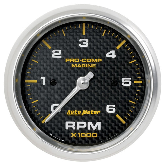 Autometer Marine Carbon Fiber Ultra-Lite Gauge 3-3/8in Tachometer 6K RPM - Burkken Auto Parts