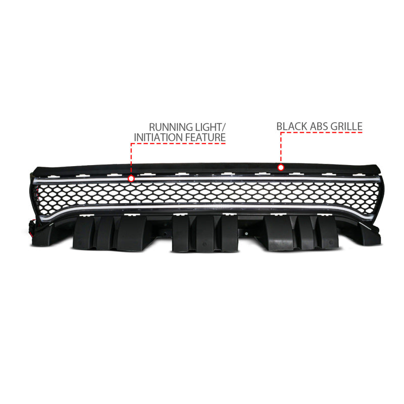 ANZO 15-23 Dodge Charger Black LED Grille w/ Initiation & Running Light/DRL Bar - Burkken Auto Parts