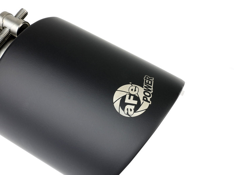 aFe Takeda 304 SS Clamp-On Exhaust Tip 2.5in. Inlet / 4.5in. Outlet / 7in. L - Black - Burkken Auto Parts