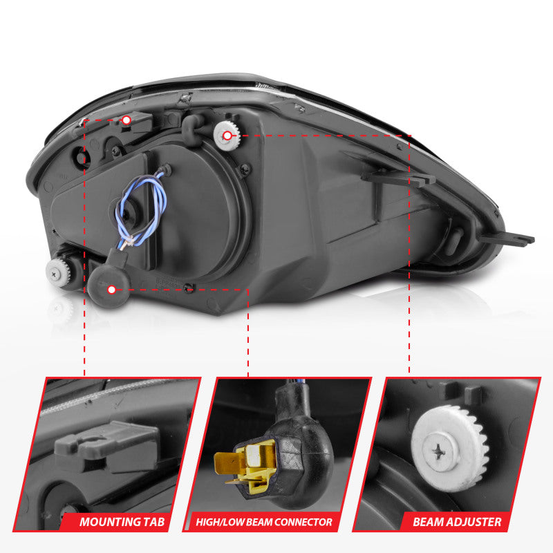 ANZO 2000-2005 Mitsubishi Eclipse Projector Headlights w/ Halo Black - Burkken Auto Parts