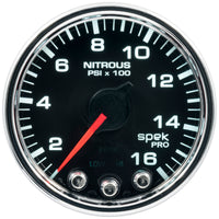 Autometer Spek-Pro Gauge Nitrous Press 2 1/16in 1600psi Stepper Motor W/Peak & Warn Blk/Chrm - Burkken Auto Parts