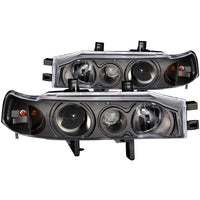 ANZO 1990-1993 Honda Accord Projector Headlights w/ Halo Black 1pc - Burkken Auto Parts