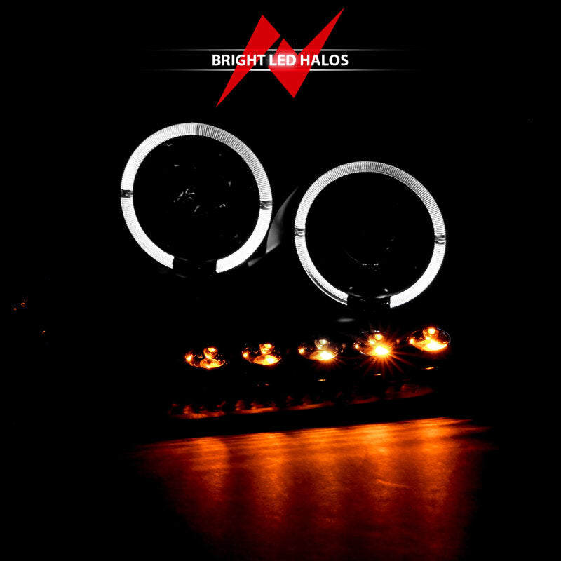ANZO 2004-2008 Ford F-150 Projector Headlights w/ Halo and LED Black G2 - Burkken Auto Parts