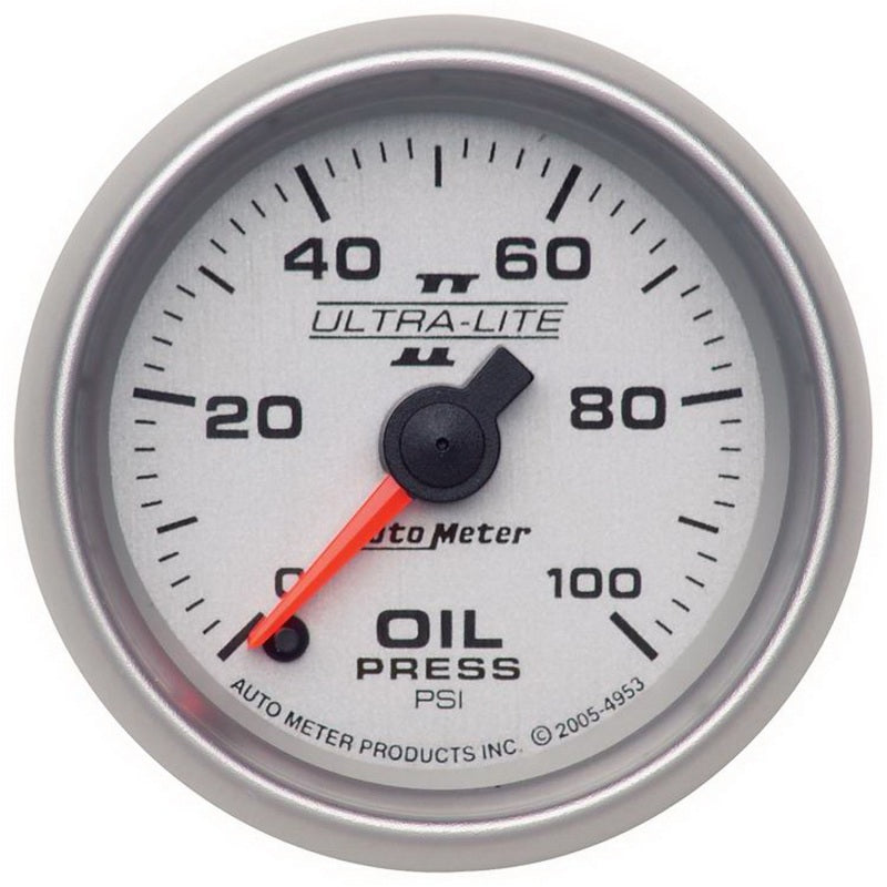 Autometer Ultra-Lite II 52mm 0-100 psi Full Sweep Electric Oil Pressure Gauge - Burkken Auto Parts