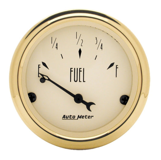 AutoMeter Gauge Fuel Level 2-1/16in. 0 Ohm(e) to 90 Ohm(f) Elec Golden Oldies - Burkken Auto Parts