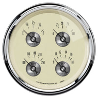 AutoMeter Gauge Quad 5in. 0 Ohm(e) to 90 Ohm(f) Elec Prestige Antq. Ivory - Burkken Auto Parts