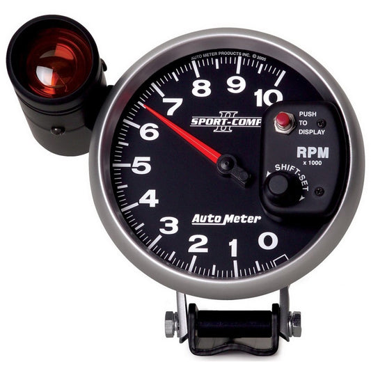 Autometer Sport-Comp II 5 inch 0-10000 RPM Pedestal Mount Tachometer Shift-Lite - Burkken Auto Parts
