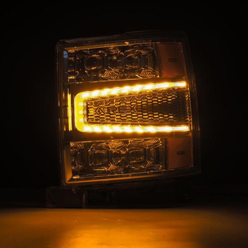 AlphaRex 04-15 Chevy 1500HD NOVA-Series LED Proj Headlights Chrome w/Activ Light/Seq Signal & SB DRL - Burkken Auto Parts
