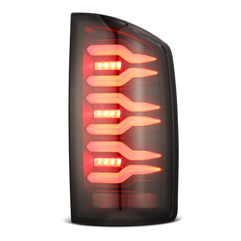 AlphaRex 07-08 Dodge Ram 1500/07-09 Dodge Ram 2500+3500 Luxx-Series LED Tail Lights (Pair) Black - Burkken Auto Parts