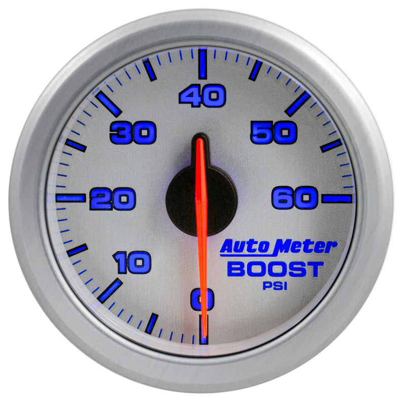 Autometer Airdrive 2-1/6in Boost Gauge 0-60 PSI - Silver - Burkken Auto Parts