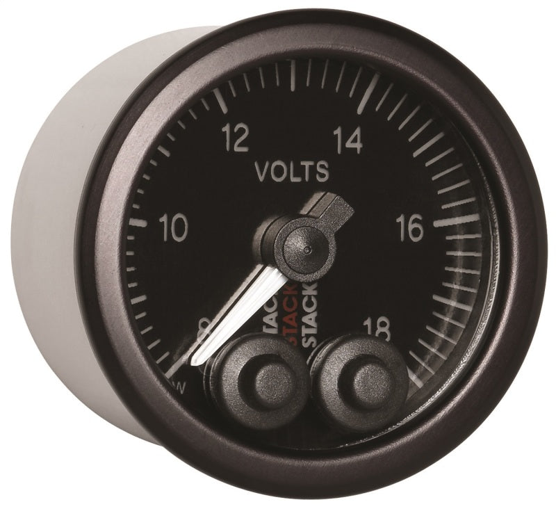 Autometer Stack 52mm 8-18V Pro-Control Battery Voltage Gauge -Black - Burkken Auto Parts