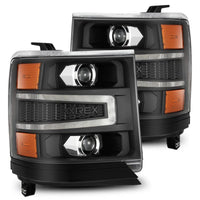 AlphaRex 16-18 Chevy 1500HD LUXX LED Proj Headlights BK w/Seq Actvn Light / SeqSig (Req PN 810023) - Burkken Auto Parts