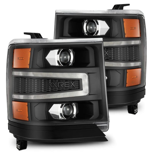 AlphaRex 16-18 Chevy 1500HD LUXX LED Proj Headlights BK w/Seq Actvn Light / SeqSig (Req PN 810023) - Burkken Auto Parts
