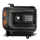AlphaRex 14-18 GMC Sierra LUXX LED Proj Headlights Plnk Style Alpha Blk w/Activ Light/Seq Signal/DRL - Burkken Auto Parts