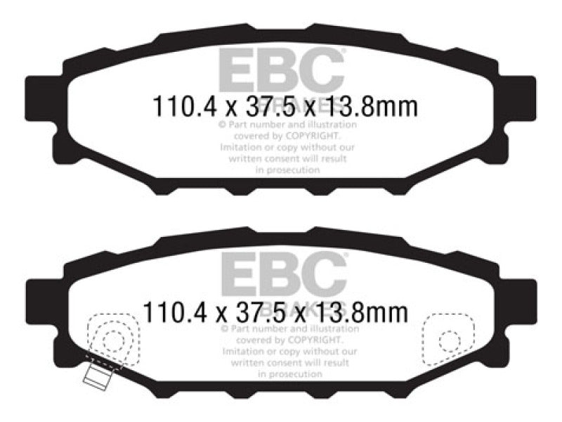 EBC 12+ Subaru BRZ 2.0 (solid rear rotors) Redstuff Rear Brake Pads - Burkken Auto Parts