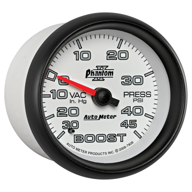 Autometer Phantom II 2-5/8in 30INHG-45PSI Phantom Mechanical Boost/Vacuum Gauge - Burkken Auto Parts