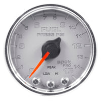 Autometer Spek-Pro Gauge Fuel Press 2 1/16in 15psi Stepper Motor W/Peak & Warn Slvr/Chrm - Burkken Auto Parts
