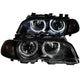 ANZO 2000-2003 BMW 3 Series E46 Projector Headlights w/ Halo Black - Burkken Auto Parts