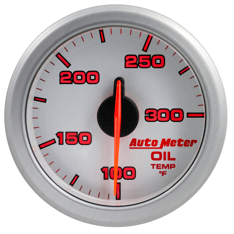 Autometer Airdrive 2-1/6in Oil Temp Gauge 100-300 Degrees F - Silver - Burkken Auto Parts