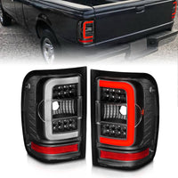 ANZO 2001-2011 Ford  Ranger LED Tail Lights w/ Light Bar Black Housing Clear Lens - Burkken Auto Parts