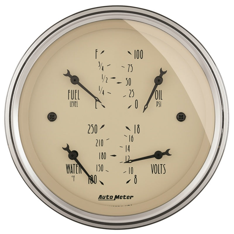 AutoMeter Gauge Quad 3-3/8in. 0 Ohm(e) to 90 Ohm(f)Elec Antique Beige - Burkken Auto Parts