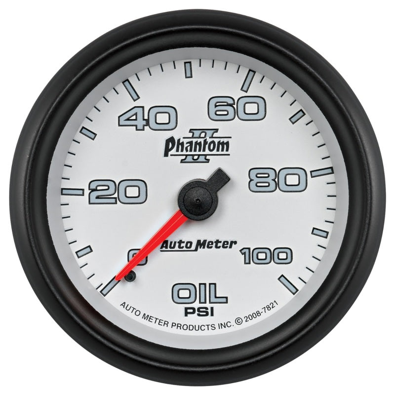 Autometer Phantom II 2-5/8in 100 PSI Mechanical Oil Pressure Gauge - Burkken Auto Parts