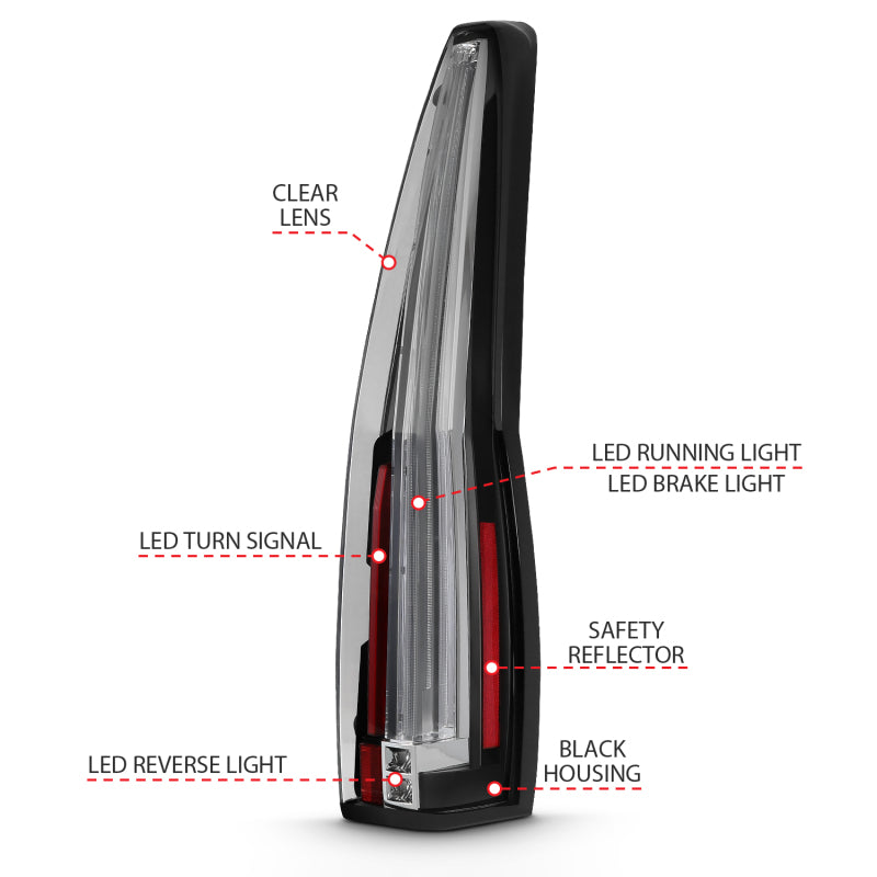 ANZO 2007-2014 Chevrolet Tahoe Led Taillights Red/Clear - Burkken Auto Parts