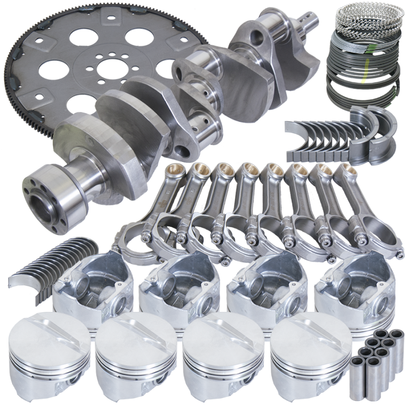 Eagle Chevy 350 1Pc 3.750in Crank 5.700in I-Beam Rods 4.040in Pistons 168 Tooth FP Balanced Assembly - Burkken Auto Parts