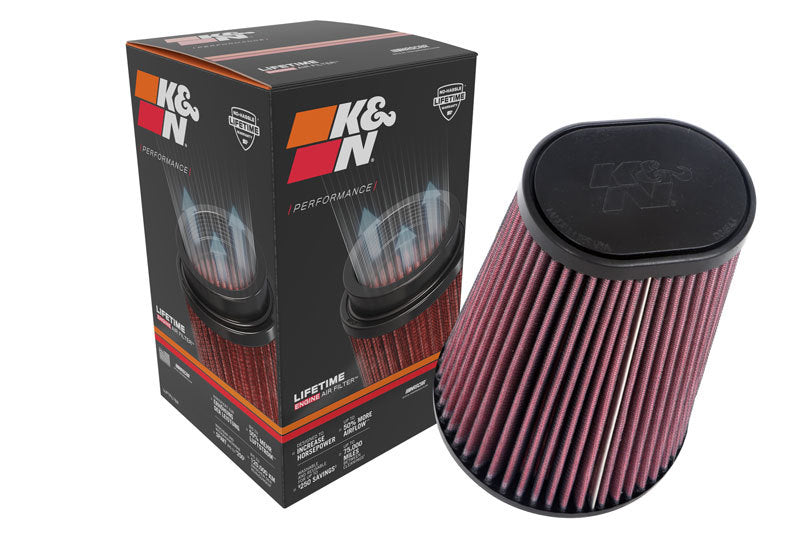 K&N Universal Round Clamp-On Air Filter 4-1/2in FLG, 5-7/8in B, 3-1/4in X 4-1/2in T, 8in H - Burkken Auto Parts