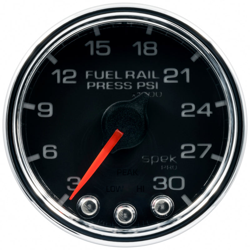 Autometer Spek-Pro Gauge Rail Press 2 1/16in 30Kpsi Stepper Motor W/Peak & Warn Blk/Chrm - Burkken Auto Parts