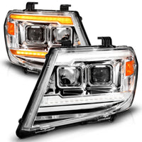 ANZO 09-20 Nissan Frontier Chrome Projector Plank Style DRL w/ Switchback & Sequential LED DRL - Burkken Auto Parts