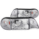 ANZO 1987-1993 Ford Mustang Crystal Headlights Chrome w/ Corner Lights 2pc - Burkken Auto Parts