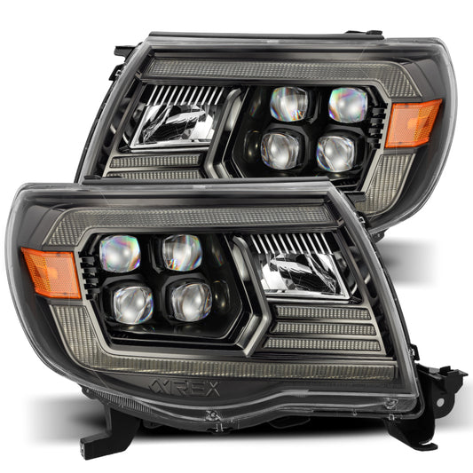 AlphaRex 05-11 Toyota Tacoma NOVA LED Projector Headlights Plank Style Black w/Activation Light/DRL - Burkken Auto Parts