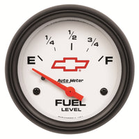 AutoMeter Gauge Fuel Level 2-5/8in. 0 Ohm(e) to 90 Ohm(f) Elec Chevy Red Bowtie White - Burkken Auto Parts