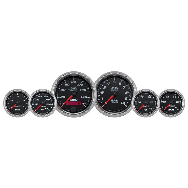 Autometer Pro-Cycle Gauge Kit 6 Pc. Kit 3 3/8in & 2 1/16in Bagger Black - Burkken Auto Parts