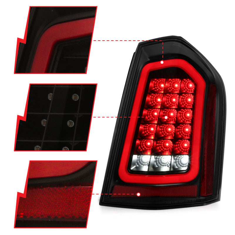 ANZO 11-14 Chrysler 300 LED Taillights Black w/ Sequential - Burkken Auto Parts
