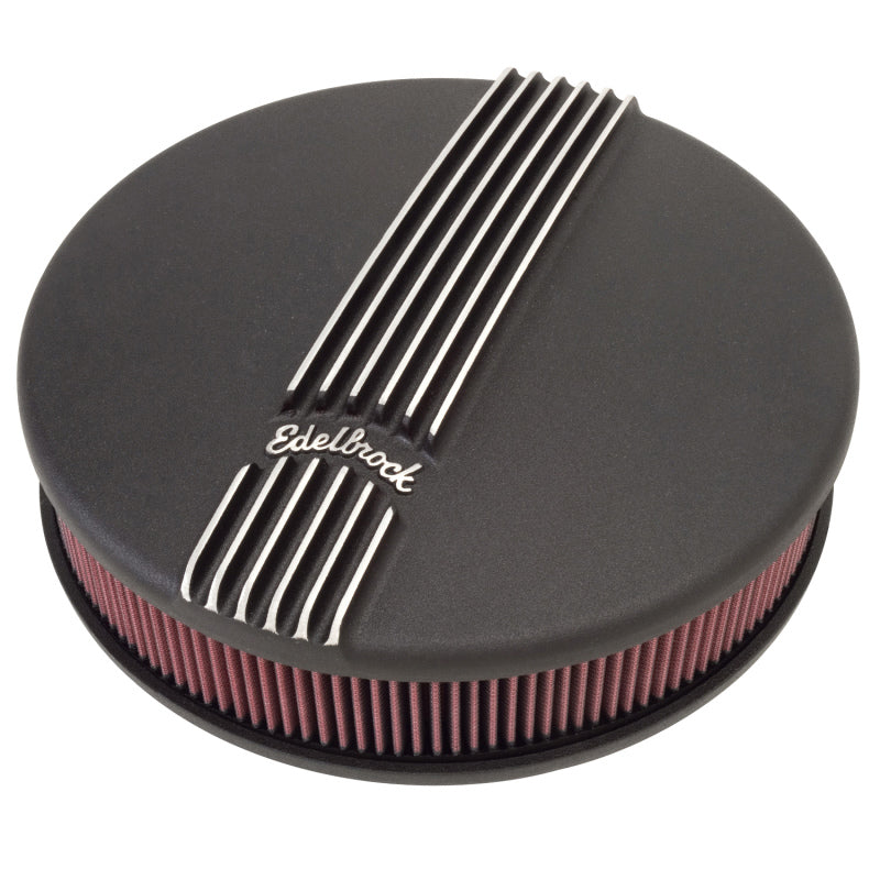 Edelbrock Air Cleaner Classic Series Round Aluminum Top Cloth Element 14In Dia X 3 9In Black - Burkken Auto Parts